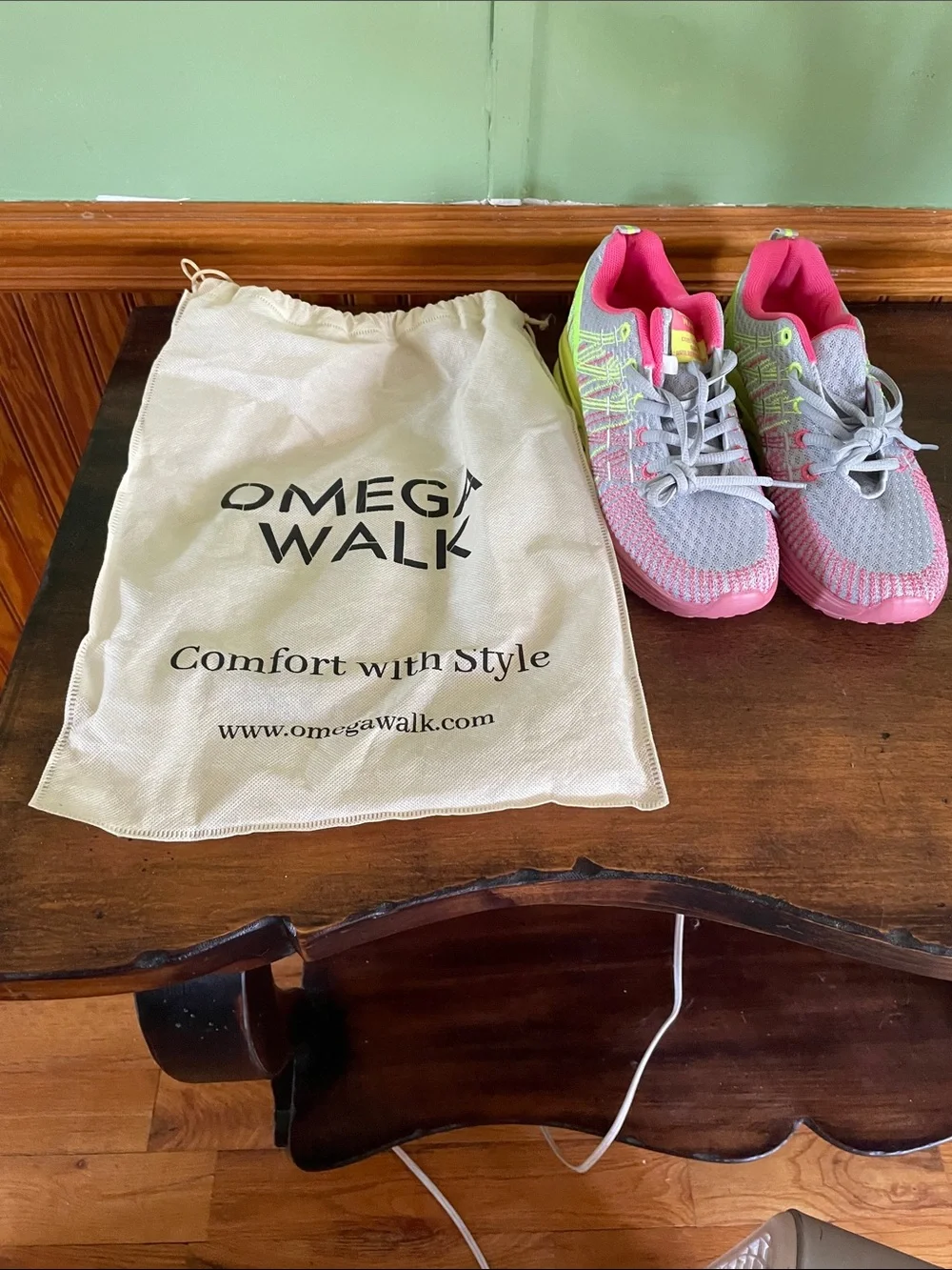 Women’s Athletic Sneakers - Gray with Pink & Neon Yellow